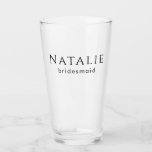 Personalized Bridesmaid Gift Bachelorette Party Glass<br><div class="desc">Elevate your bridal shower or bachelorette party with our Custom Minimalist Party Glasses. These stylish glasses are the perfect way to say thank you to your bridesmaids, maid of honour, and bridal party for their support and friendship. They can serve as both practical party supplies and meaningful keepsakes. Our Minimalist...</div>
