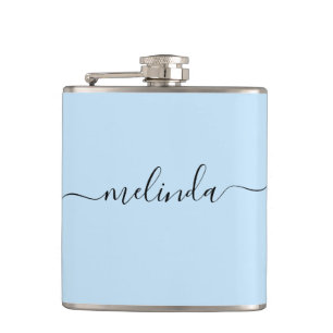 Personalized Bridesmaid Gift Pastel Blue Wedding Hip Flask