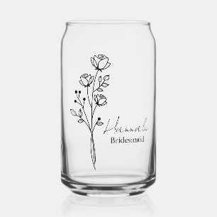 Personalized Bridesmaid Glass Tumbler for Wedding 