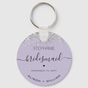 Personalized Bridesmaid Glitter confetti effect Keychain