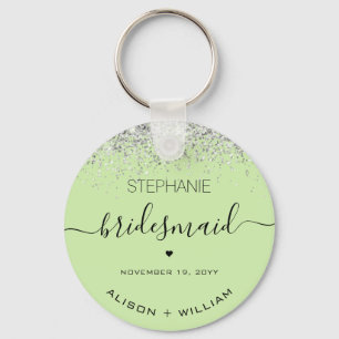 Personalized Bridesmaid Glitter confetti effect Keychain
