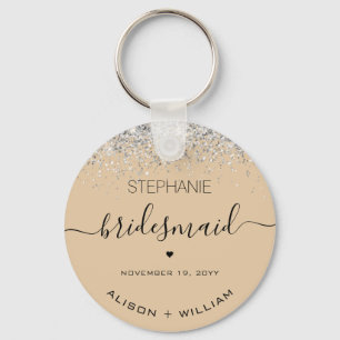 Personalized Bridesmaid Glitter confetti effect Keychain