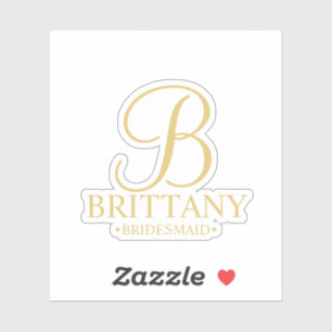 Personalized Bridesmaid Gold Monogram and Name