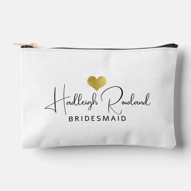 Personalized Bridesmaid Handwritten Script Name  Accessory Pouch (Front)