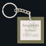 Personalized Bridesmaid  Keychain<br><div class="desc">Thank your bridal party with this elegant personalized bridesmaid keychain, featuring a custom name design framed with a timeless green border. This thoughtful keepsake makes a beautiful and practical gift for bridesmaids, maid of honor, or any special member of your wedding party. The minimalist design pairs a classic neutral background...</div>