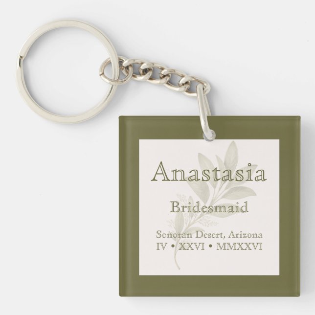 Personalized Bridesmaid  Keychain (Front)