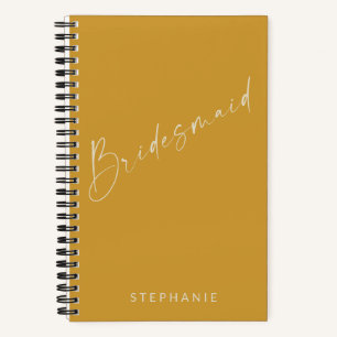 Personalized Bridesmaid Minimalist Yellow Elegant Notebook