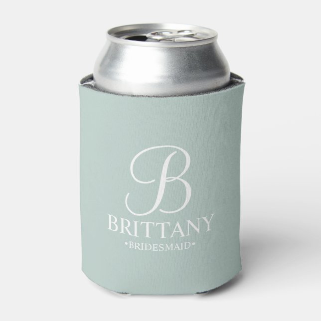 Personalized Bridesmaid Monogram and Name Can Cooler (Can Front)