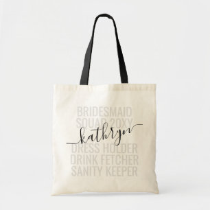 Personalized Bridesmaid Name Custom  Tote Bag