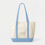 Personalized Bridesmaid Name Tote Bag<br><div class="desc">Blue beachy,  stylish,  and minimalist tote bag that features "bridesmaid" in a modern style. Personalize the cursive script name with your bridesmaid's name. Cute tote bag that can be a great party favour for your bridesmaids.</div>