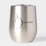 Personalized Bridesmaid Name Typography<br><div class="desc">This modern hand scripted font style creates a unique personalized gift for your bridal party. 
Customize the modern calligraphy style to create your own stemless wine thermal tumblers for your bridesmaids. 
Add a background colour to match your wedding palette.</div>