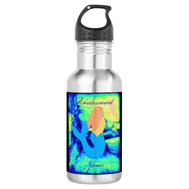 personalized bridesmaid redhead mermaid 532 ml water bottle (Front)