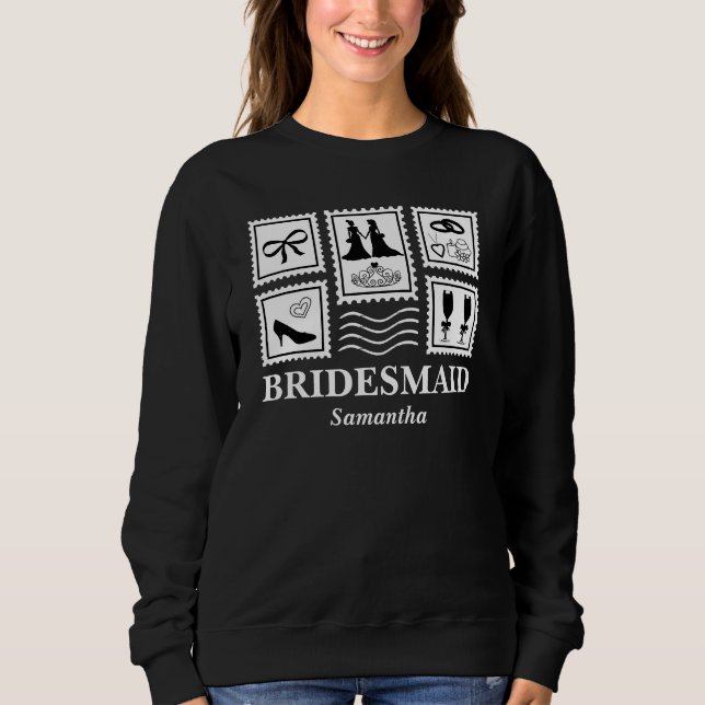 Personalized Bridesmaid Stamp Collage Sweatshirt (Front)