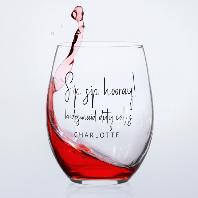 Personalized Bridesmaid  Stemless Wine Glass (Creator Uploaded)