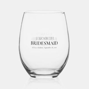Personalized Bridesmaid Stemless Wine Glass Favour
