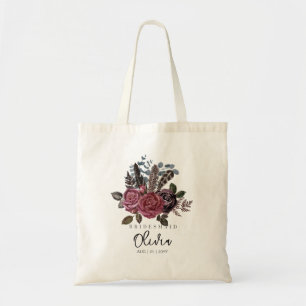 Personalized Bridesmaid Tote   Black Roses Goth