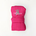 Personalized Bridesmaid Waffle Robe, Hot Pink<br><div class="desc">ROBE DESCRIPTION:   -Flattering above knee length (36” Long),  ¾ Sleeve Length,  Two Pockets w/ Belt -One size fits most. Recommend for ladies up to a size 16-18 or XL. -Made of 60% cotton / 40% polyester waffle weave fabric</div>