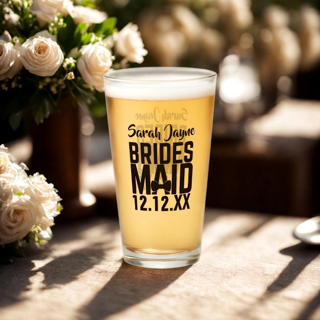 Personalized Bridesmaid Wedding Glass Tumbler (Perfect bridesmaid keepsake glass. Just add her name and your wedding date.)