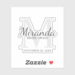 Personalized Bridesmaid's Monogram and Name<br><div class="desc">Personalized Bridesmaids Gifts
features personalized bridesmaid's name in grey classic script font style and monogram in light grey classic serif font style as background with title and wedding date in grey classic serif font style.

Also perfect for maid of honour,  flower girl,  mother of the bride and more.</div>