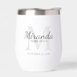 Personalized Bridesmaid's Monogram and Name<br><div class="desc">Personalized Bridesmaids Gifts features personalized bridesmaid's name in grey classic script font style and monogram in light grey classic serif font style as background with title and wedding date in grey classic serif font style on white background. Also perfect for maid of honour, flower girl, mother of the bride and...</div>