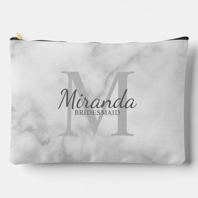 Personalized Bridesmaid's Monogram and Name Accessory Pouch (Front)