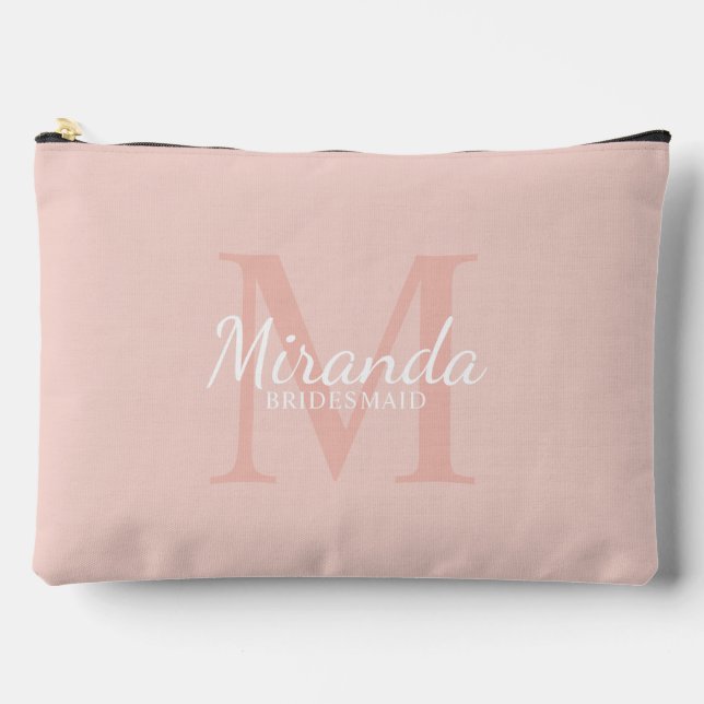 Personalized Bridesmaid's Monogram and Name Accessory Pouch (Front)