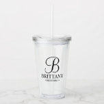 Personalized Bridesmaid's Monogram and Name Acrylic Tumbler<br><div class="desc">Personalized Bridesmaids Gifts
featuring personalized bridesmaid's monogram in classic script font with name and title in classic serif font style.

Also perfect for Maid of Honour,  Flower Girl,  Mother of the Bride and more.</div>
