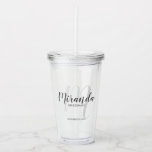 Personalized Bridesmaid's Monogram and Name Acrylic Tumbler<br><div class="desc">Personalized Bridesmaids Gifts
features personalized bridesmaid's name in grey modern script font style and monogram in light grey modern script font style as background with title and wedding date in grey modern sans serif font style.

Also perfect for Maid of Honour,  Flower Girl,  Mother of the Bride and more.</div>
