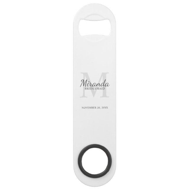 Personalized Bridesmaid's Monogram and Name Bar Key (Front)