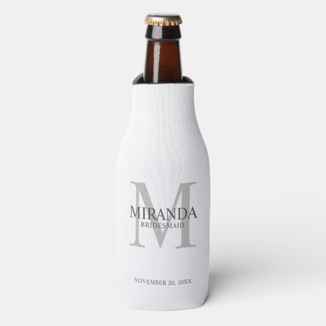 Personalized Bridesmaid's Monogram and Name Bottle Cooler (Bottle Front)