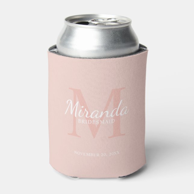Personalized Bridesmaid's Monogram and Name Can Cooler (Can Front)