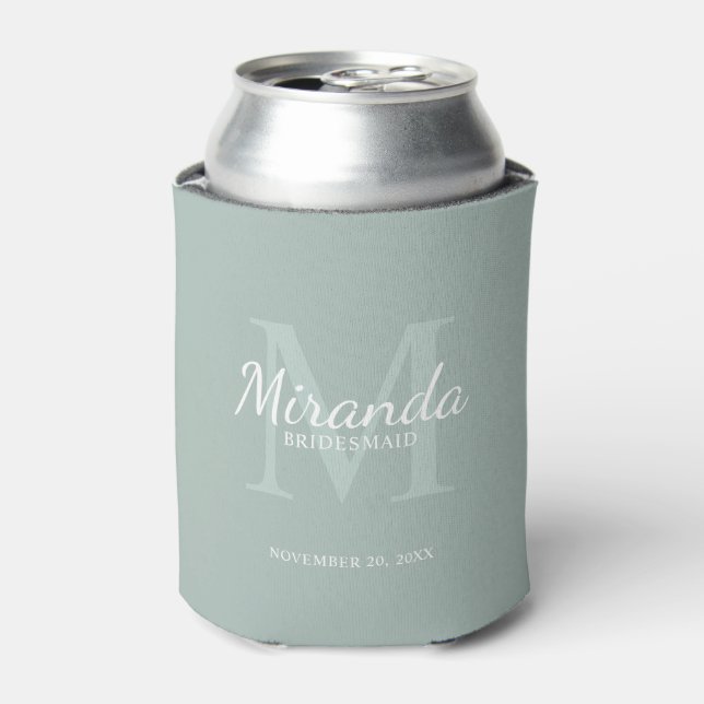 Personalized Bridesmaid's Monogram and Name Can Cooler (Can Front)