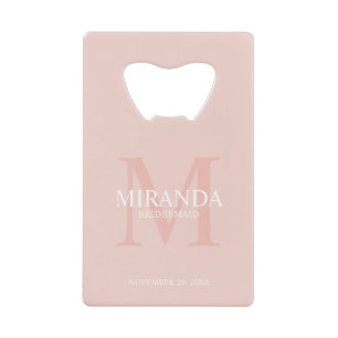 Personalized Bridesmaid's Monogram and Name Credit Card Bottle Opener
