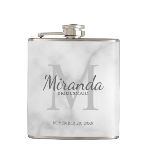 Personalized Bridesmaid's Monogram and Name Hip Flask