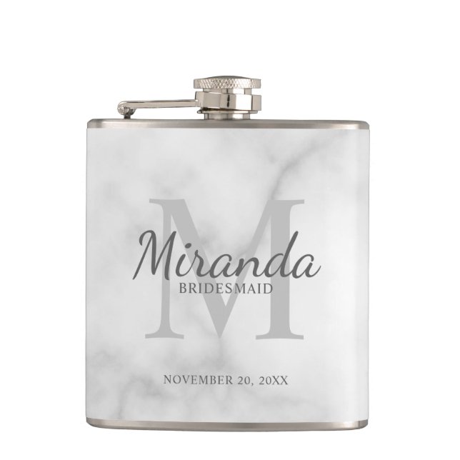 Personalized Bridesmaid's Monogram and Name Hip Flask (Front)
