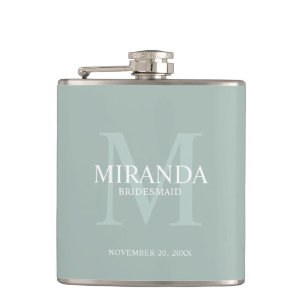 Personalized Bridesmaid's Monogram and Name Hip Flask