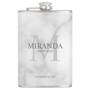 Personalized Bridesmaid's Monogram and Name Hip Flask