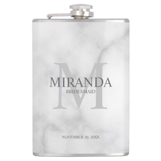 Personalized Bridesmaid's Monogram and Name Hip Flask (Front)