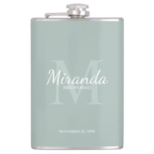 Personalized Bridesmaid's Monogram and Name Hip Flask