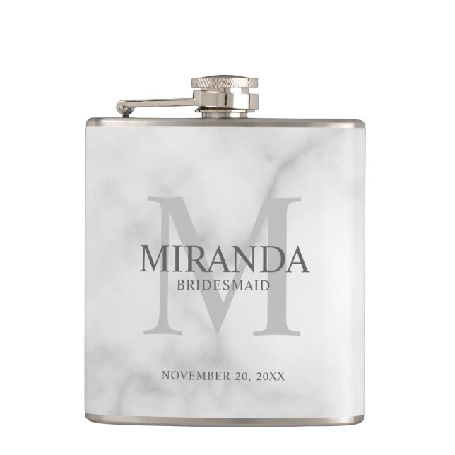 Personalized Bridesmaid's Monogram and Name Hip Flask (Front)