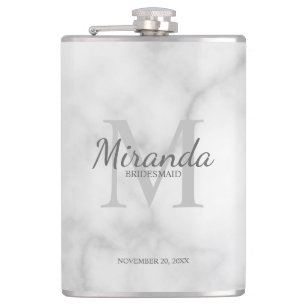 Personalized Bridesmaid's Monogram and Name Hip Flask