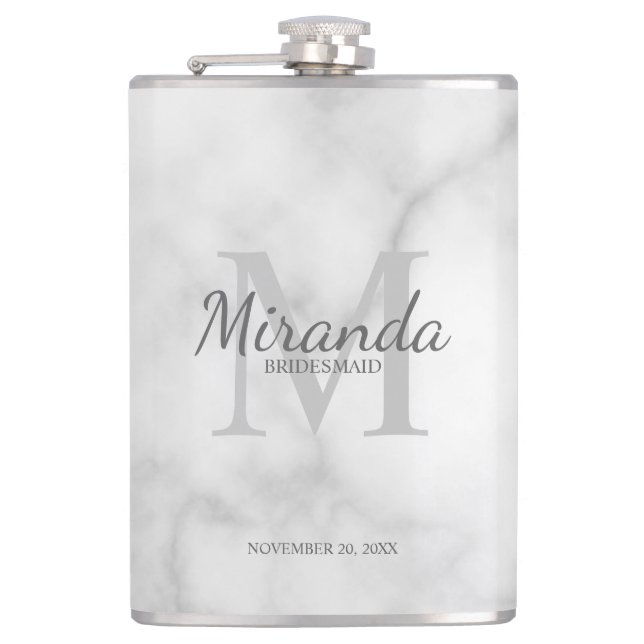Personalized Bridesmaid's Monogram and Name Hip Flask (Front)