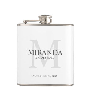 Personalized Bridesmaid's Monogram and Name Hip Flask