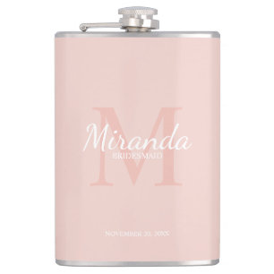 Personalized Bridesmaid's Monogram and Name Hip Flask