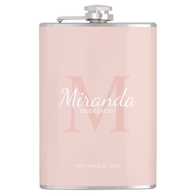 Personalized Bridesmaid's Monogram and Name Hip Flask (Front)