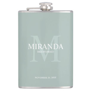 Personalized Bridesmaid's Monogram and Name Hip Flask