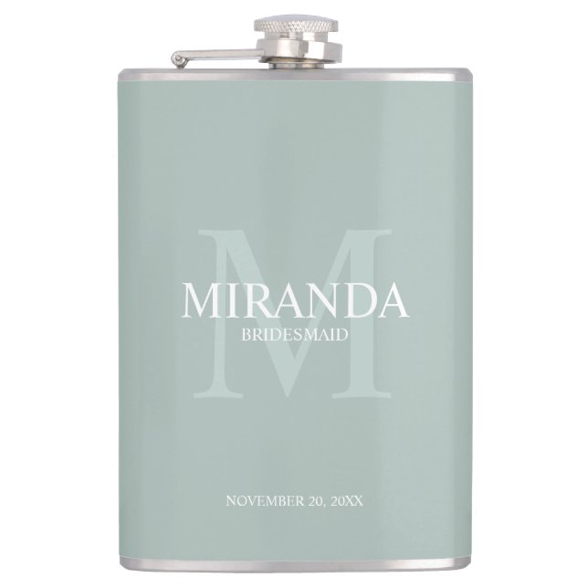Personalized Bridesmaid's Monogram and Name Hip Flask (Front)