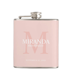 Personalized Bridesmaid's Monogram and Name Hip Flask