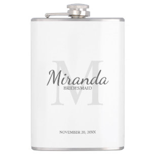 Personalized Bridesmaid's Monogram and Name Hip Flask