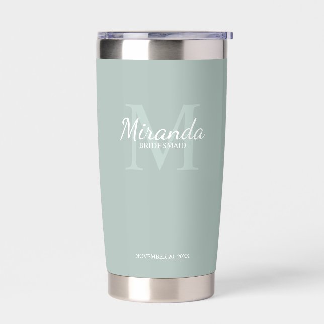 Personalized Bridesmaid's Monogram and Name Insulated Tumbler (Left)